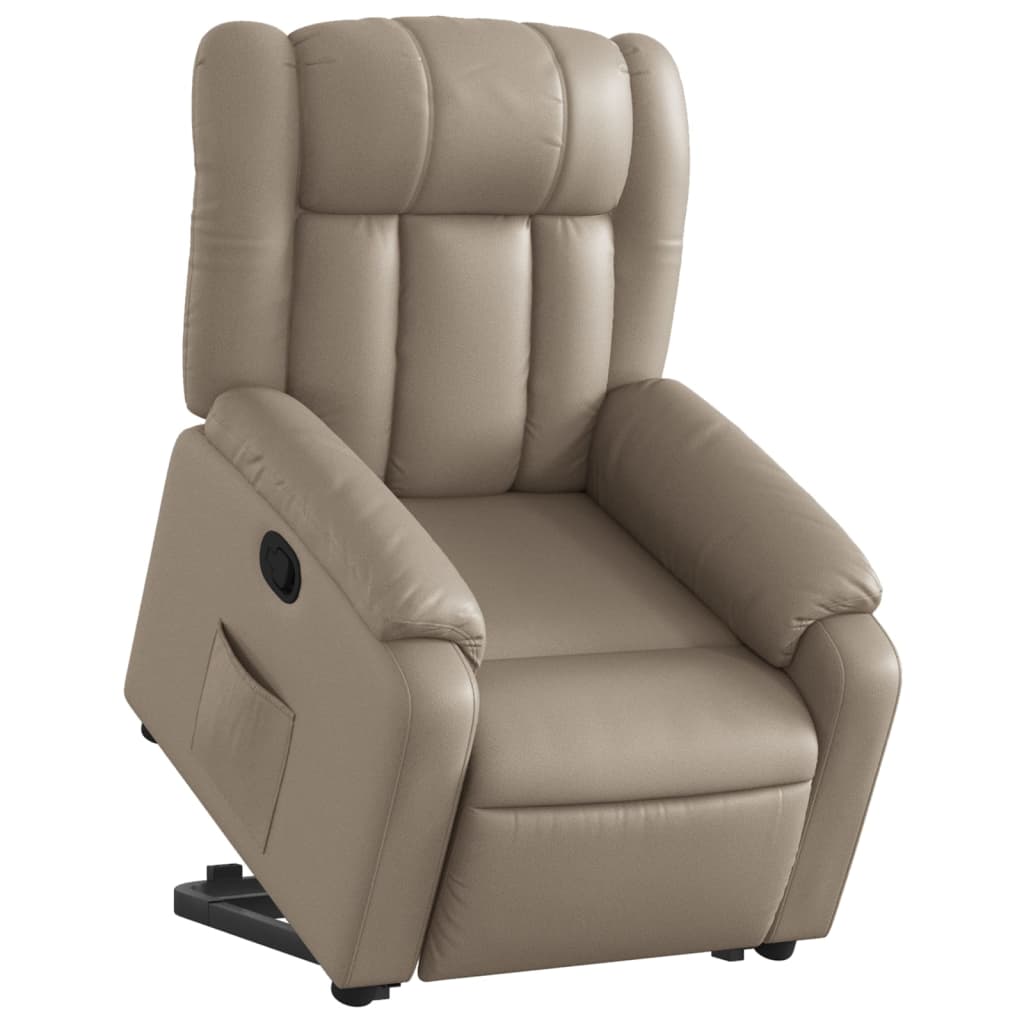Fauteuil inclinable avec aide à la position debout en cuir artificiel marron cappuccino
