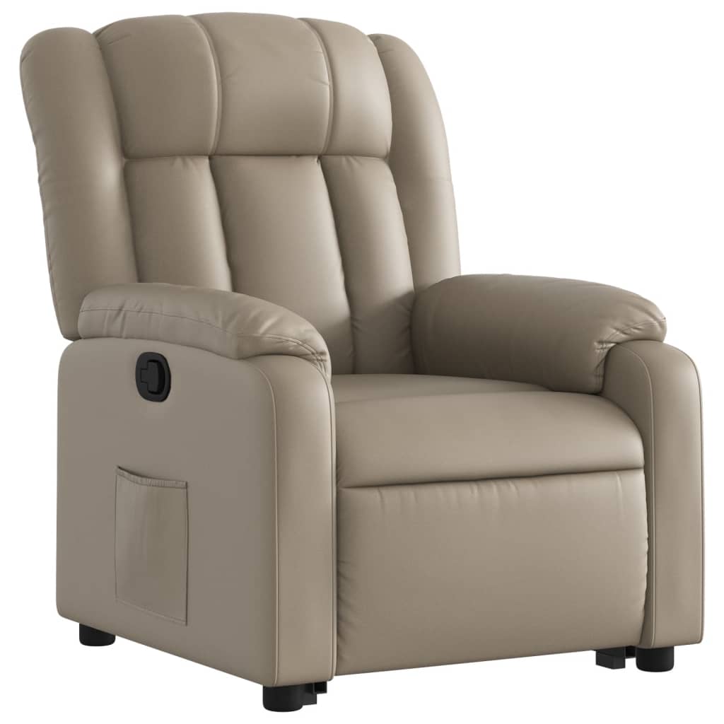Fauteuil inclinable avec aide à la position debout en cuir artificiel marron cappuccino