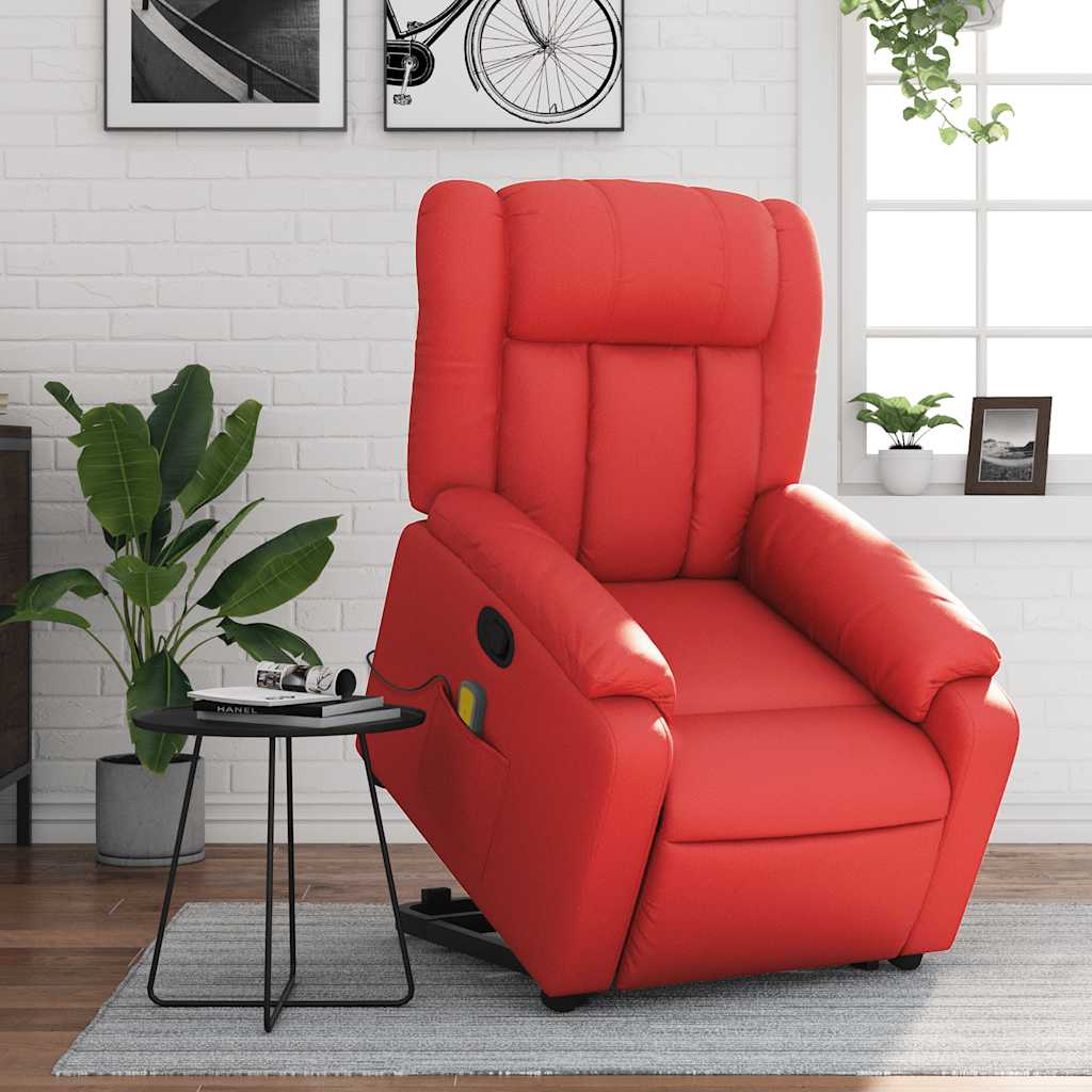 Massagesessel mit Aufstehhilfe Rot Kunstleder