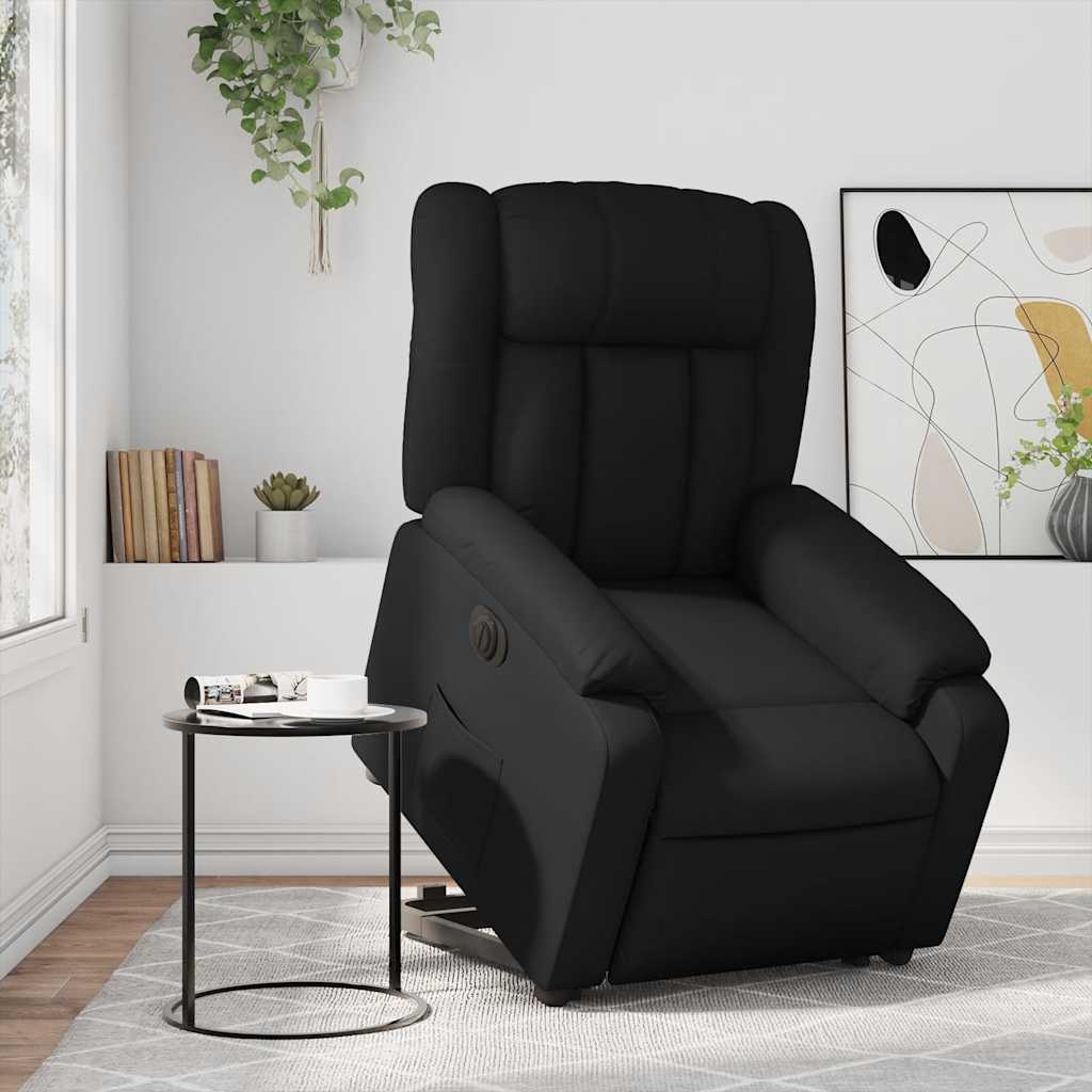 Relaxsessel mit Aufstehhilfe Elektrisch Schwarz Kunstleder