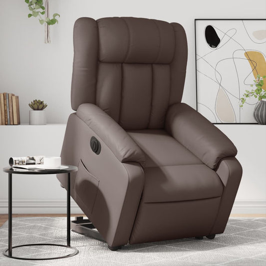 Fauteuil inclinable avec releveur électrique, simili cuir marron