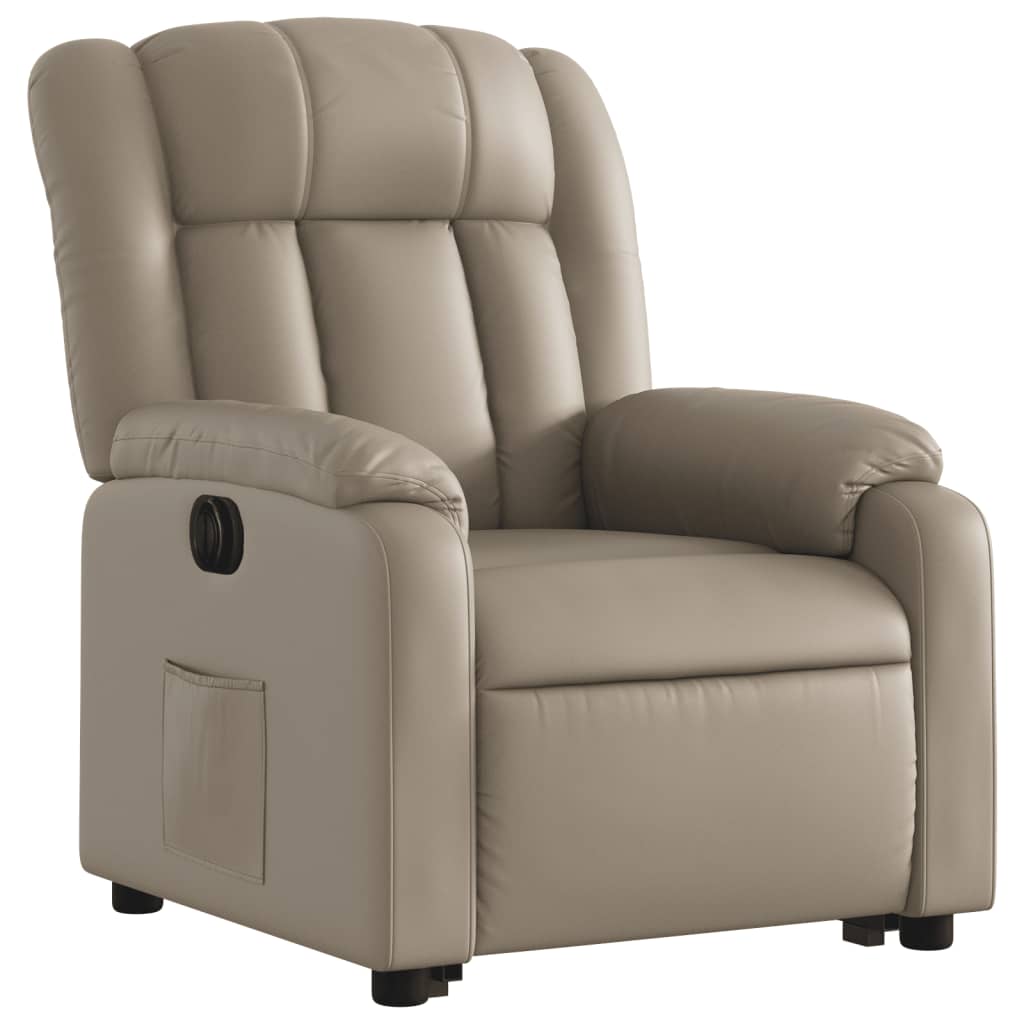 Relaxing chair with electric riser, cappuccino, artificial leather