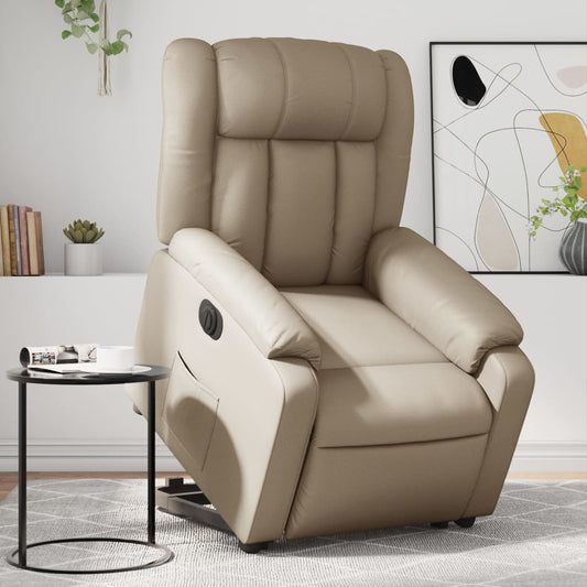 Relaxing chair with electric riser, cappuccino, artificial leather
