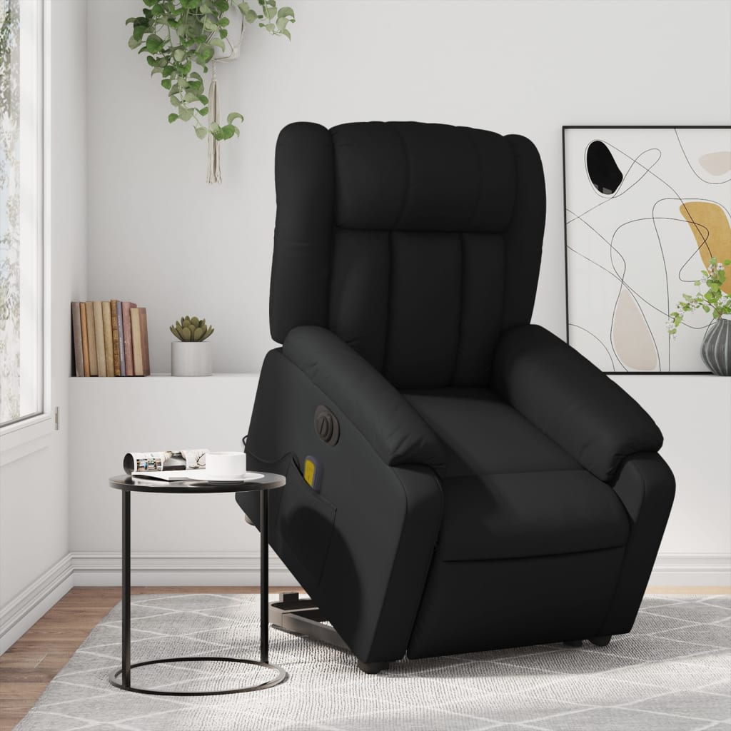 Massagesessel mit Aufstehhilfe Elektrisch Schwarz Kunstleder
