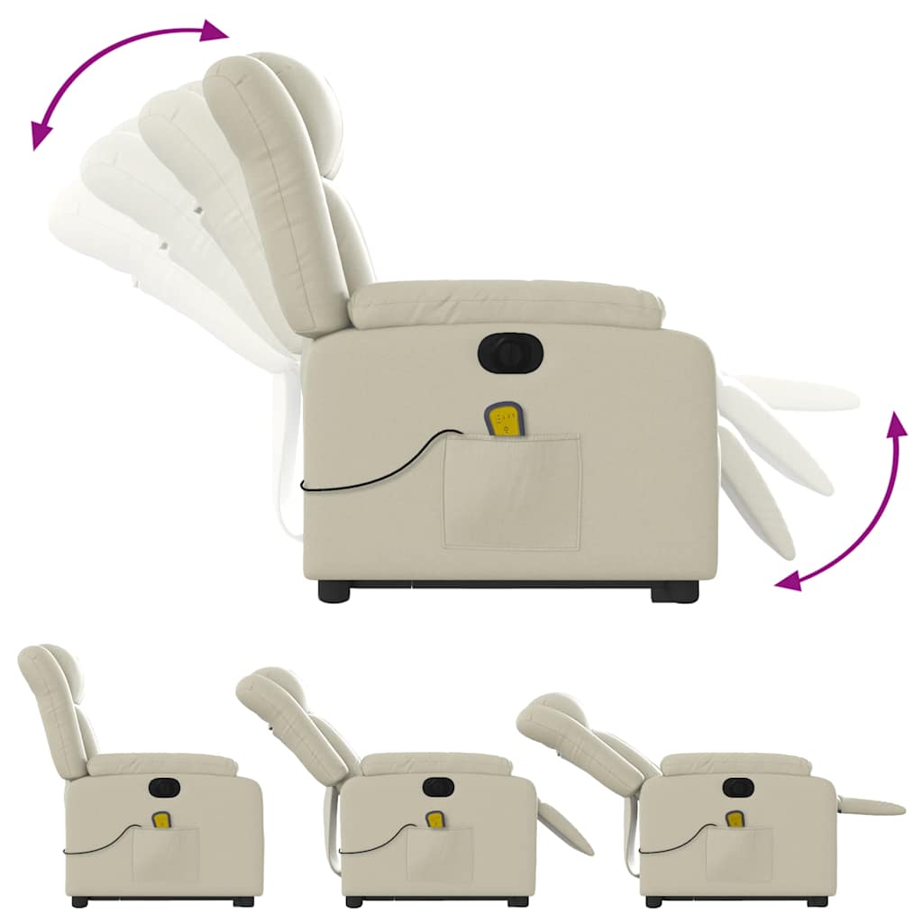 Massagesessel mit Aufstehhilfe Elektrisch Creme Kunstleder