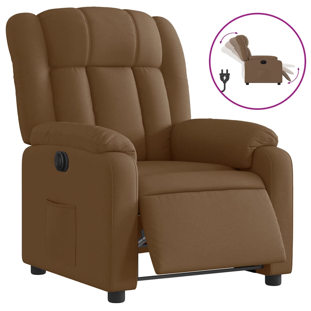 Electric recliner chair brown fabric