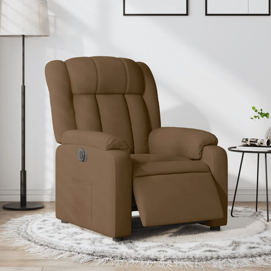 Electric recliner chair brown fabric