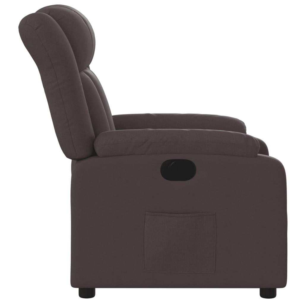 Fauteuil inclinable électrique en tissu marron foncé