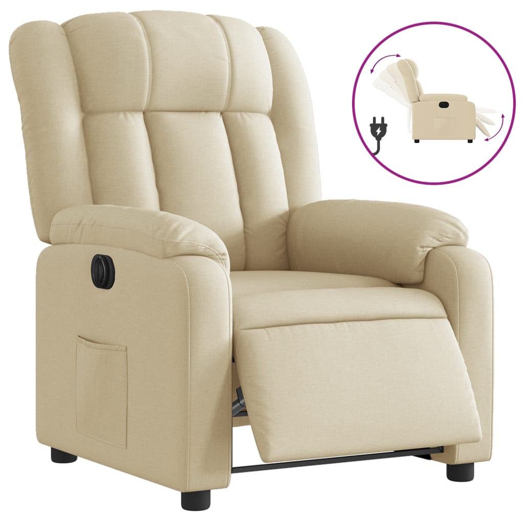 Electric recliner chair cream fabric