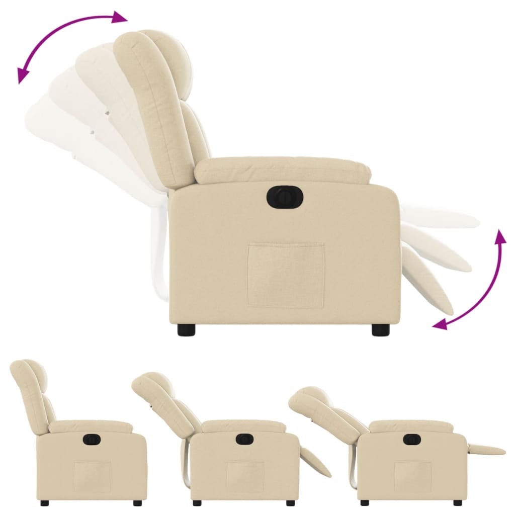 Electric recliner chair cream fabric