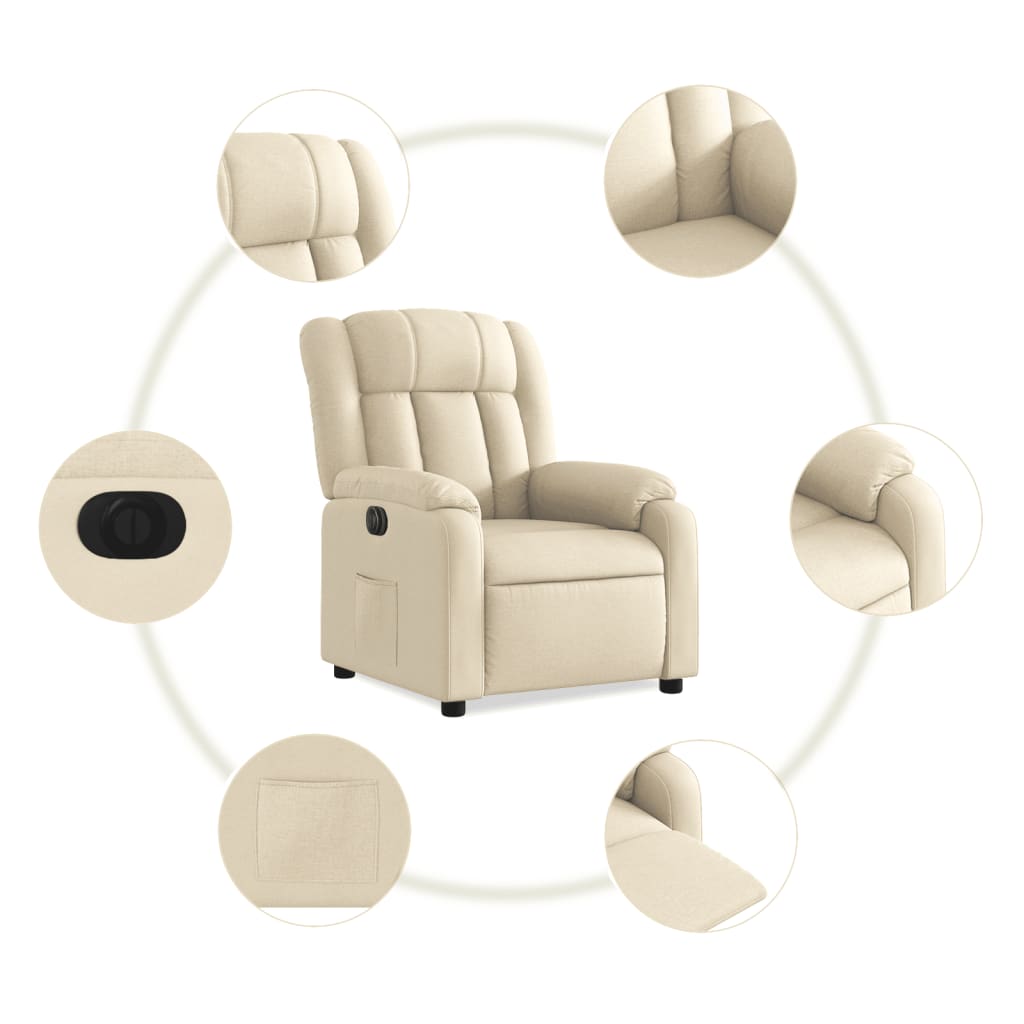 Electric recliner chair cream fabric