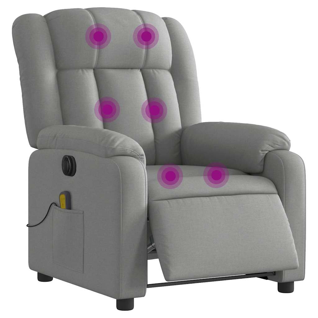 Massagesessel Elektrisch Hellgrau Stoff