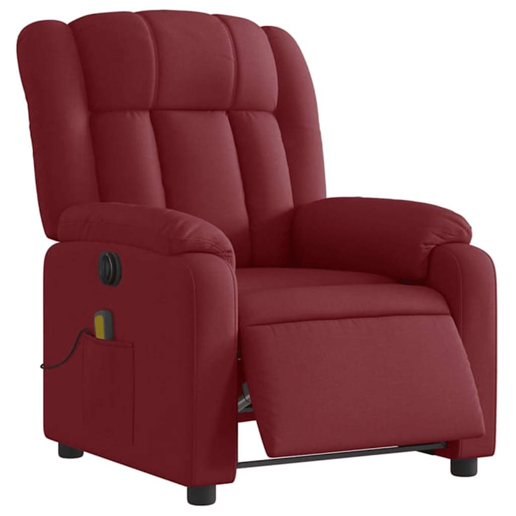 Massagesessel Elektrisch Weinrot Stoff