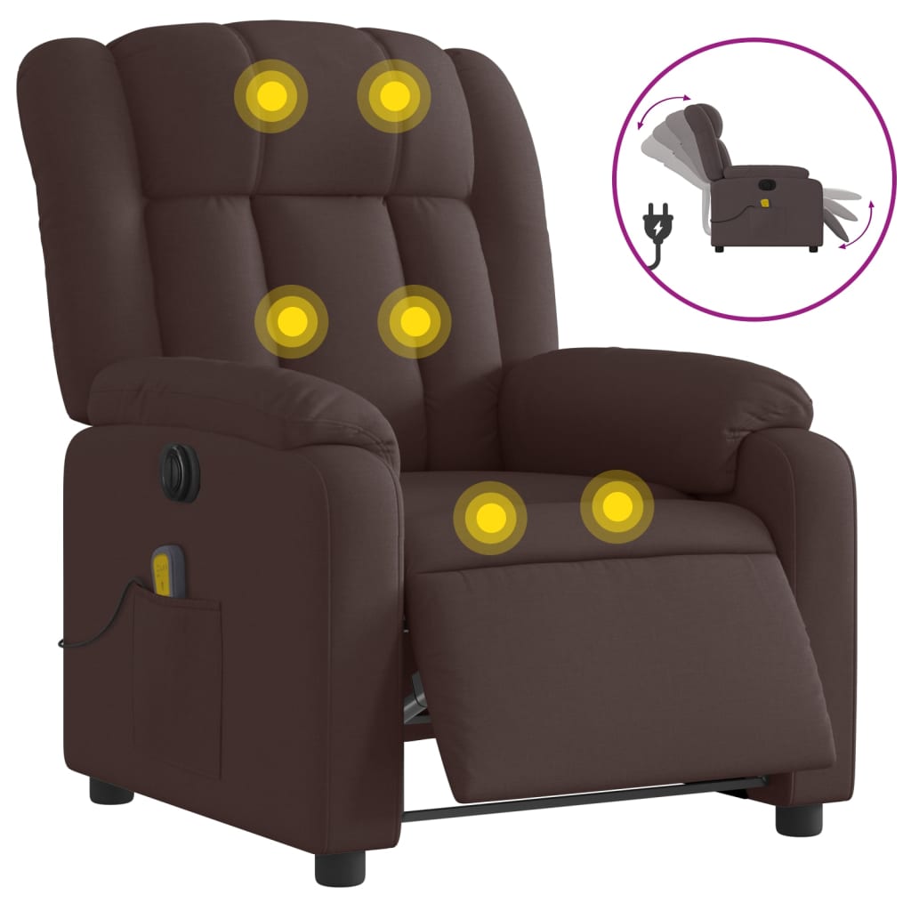 Electric Massage Chair Dark Brown Fabric