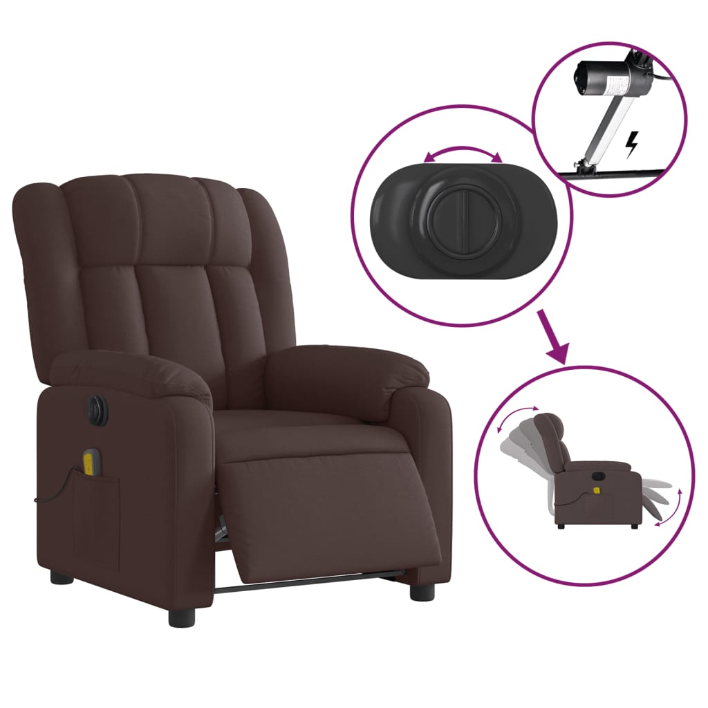 Electric Massage Chair Dark Brown Fabric