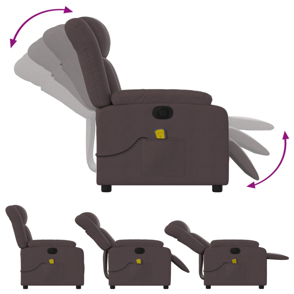 Electric Massage Chair Dark Brown Fabric