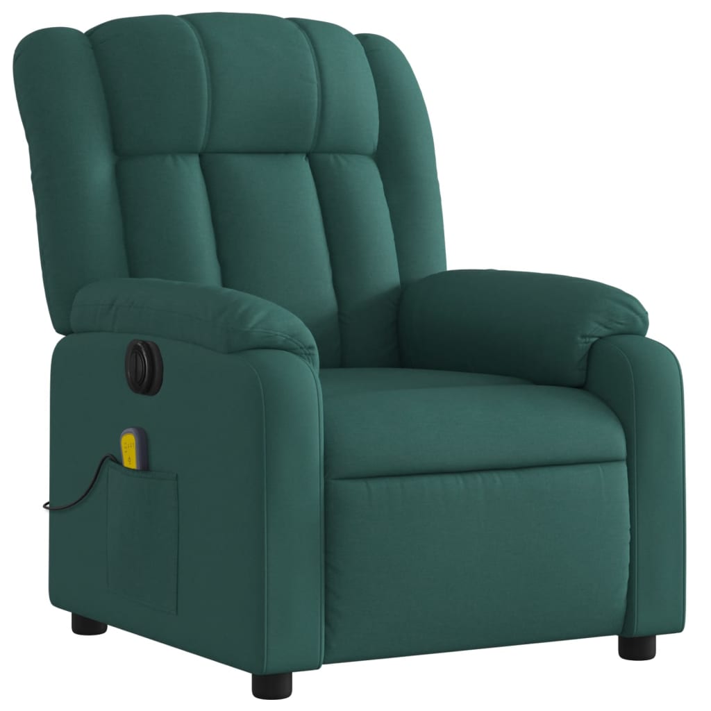 Fauteuil de massage électrique en tissu vert foncé