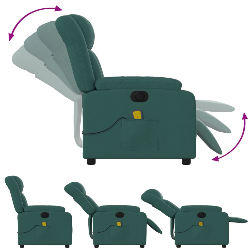 Fauteuil de massage électrique en tissu vert foncé