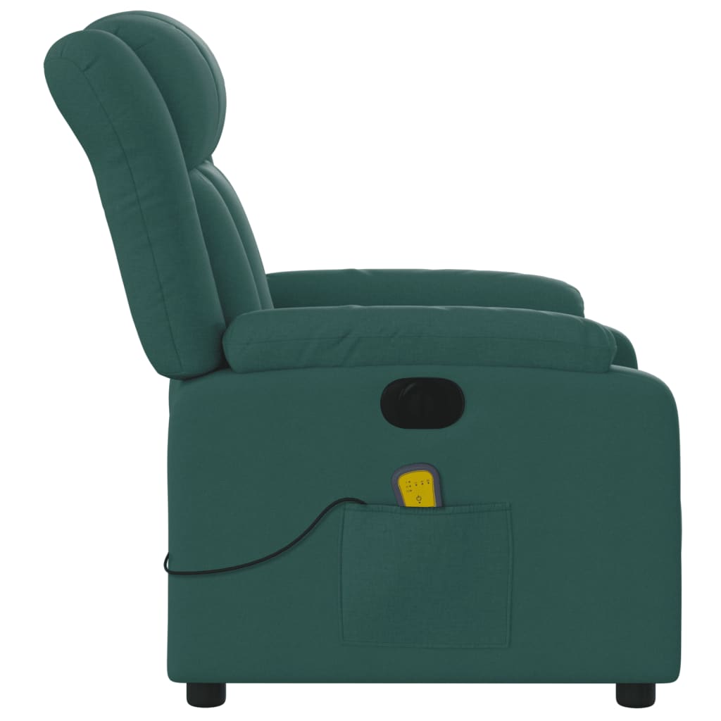 Fauteuil de massage électrique en tissu vert foncé