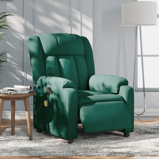 Fauteuil de massage électrique en tissu vert foncé