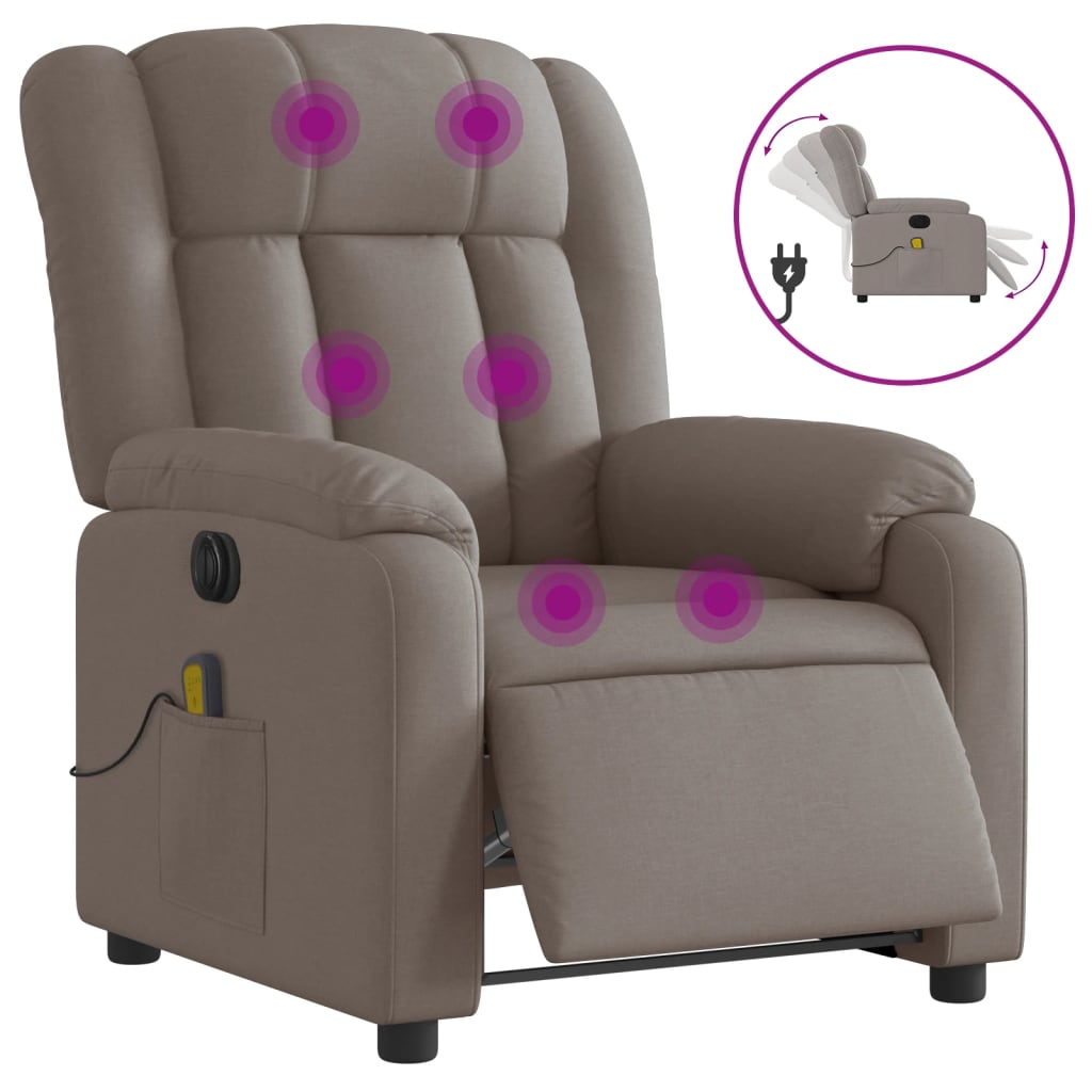 Electric massage chair in taupe fabric