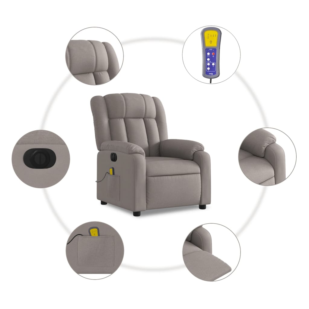 Electric massage chair in taupe fabric