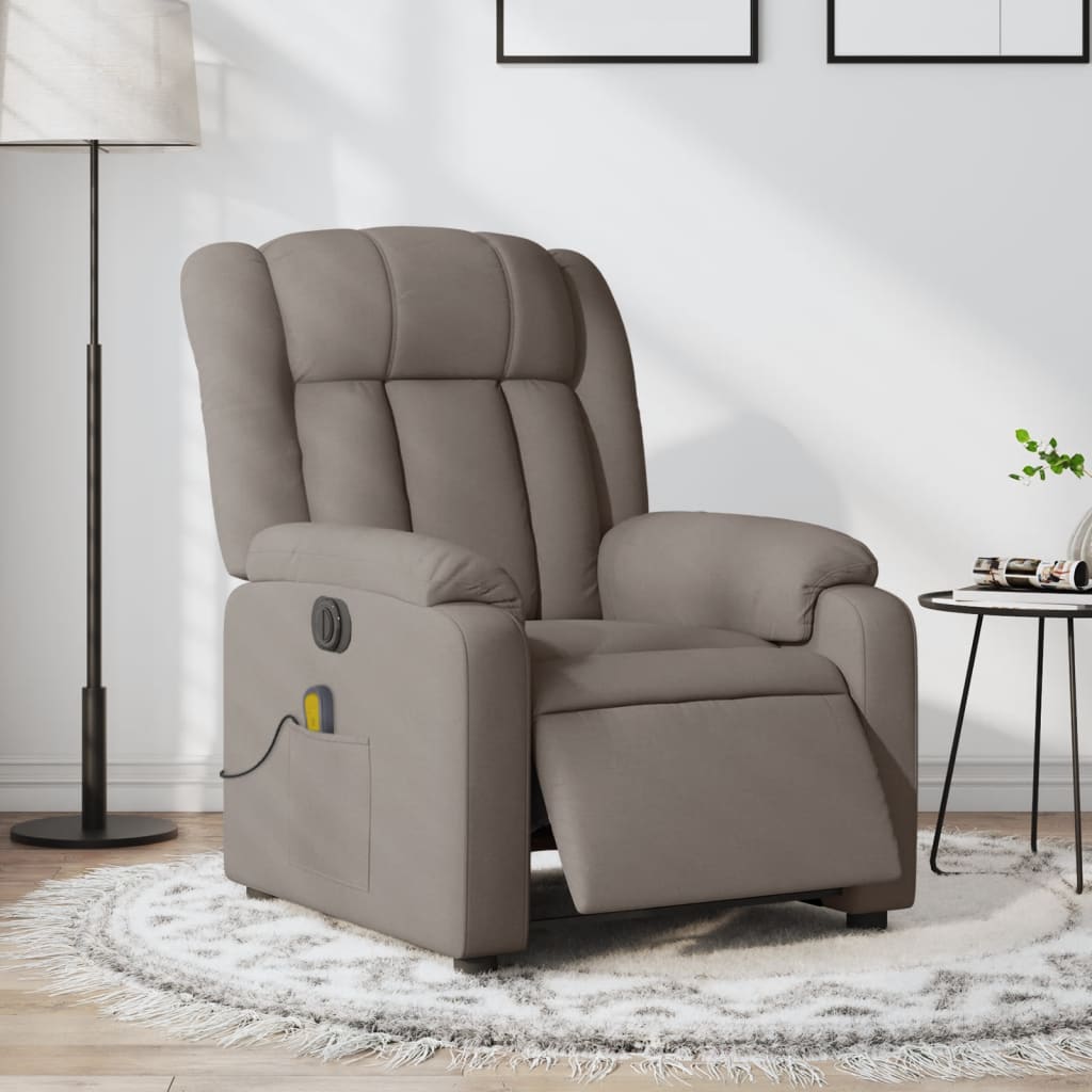 Electric massage chair in taupe fabric