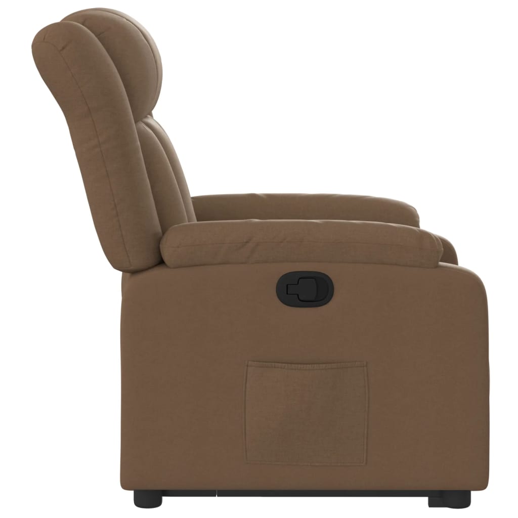 Fauteuil inclinable avec aide à la verticalisation en tissu marron