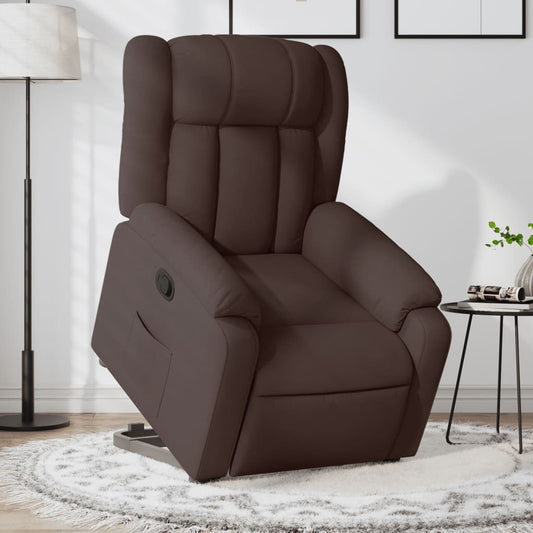 Relaxing chair with stand-up aid dark brown fabric