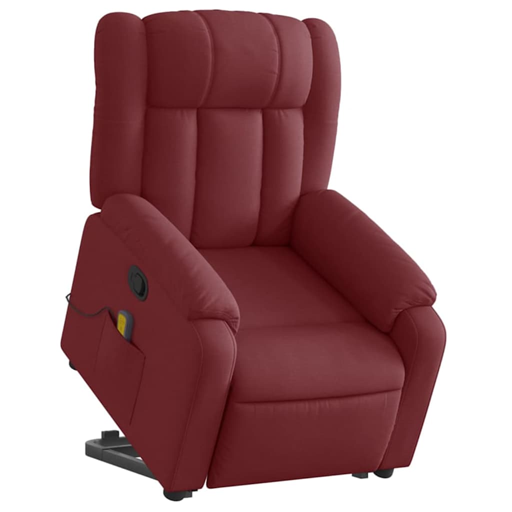 Massagesessel mit Aufstehhilfe Weinrot Stoff