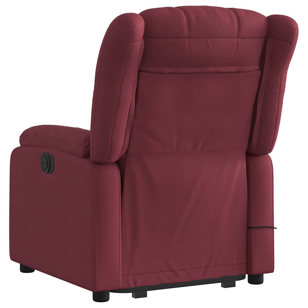 Massagesessel mit Aufstehhilfe Weinrot Stoff
