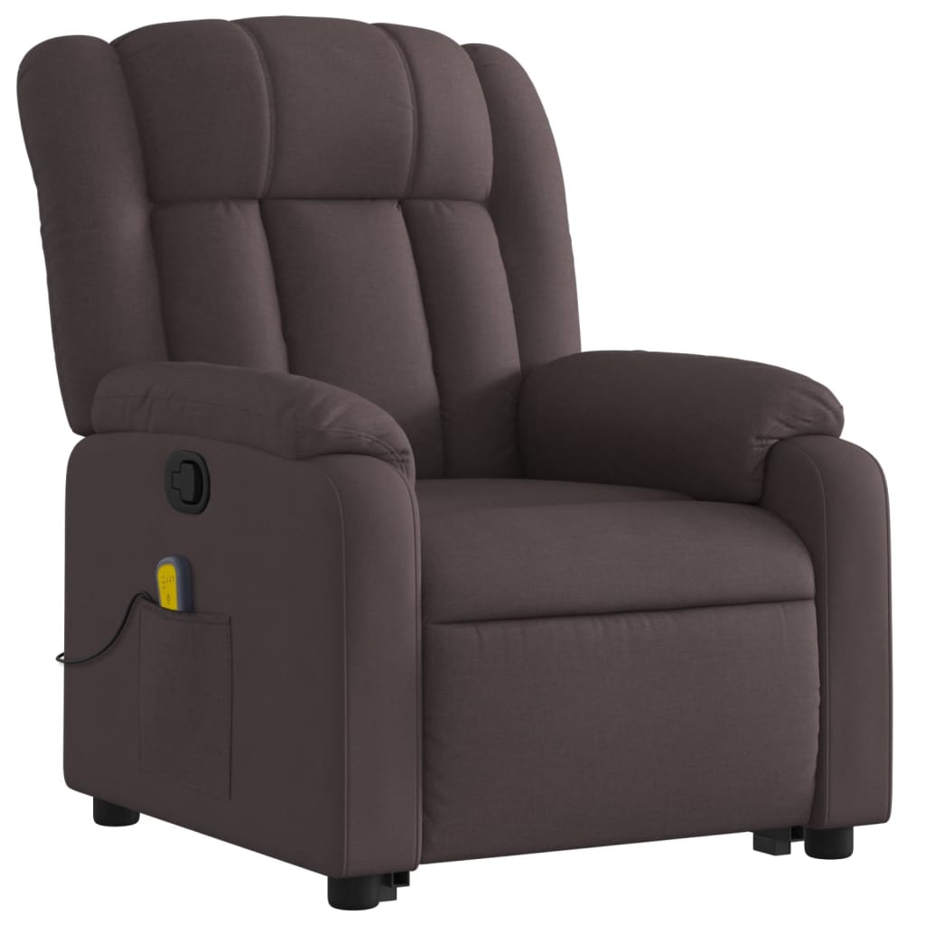 Fauteuil de massage avec aide à la verticalisation en tissu marron foncé