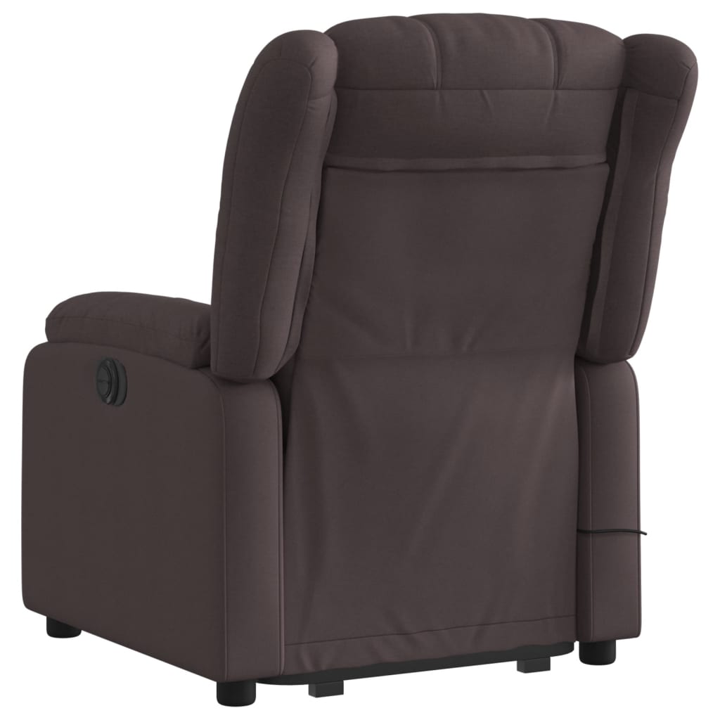 Fauteuil de massage avec aide à la verticalisation en tissu marron foncé