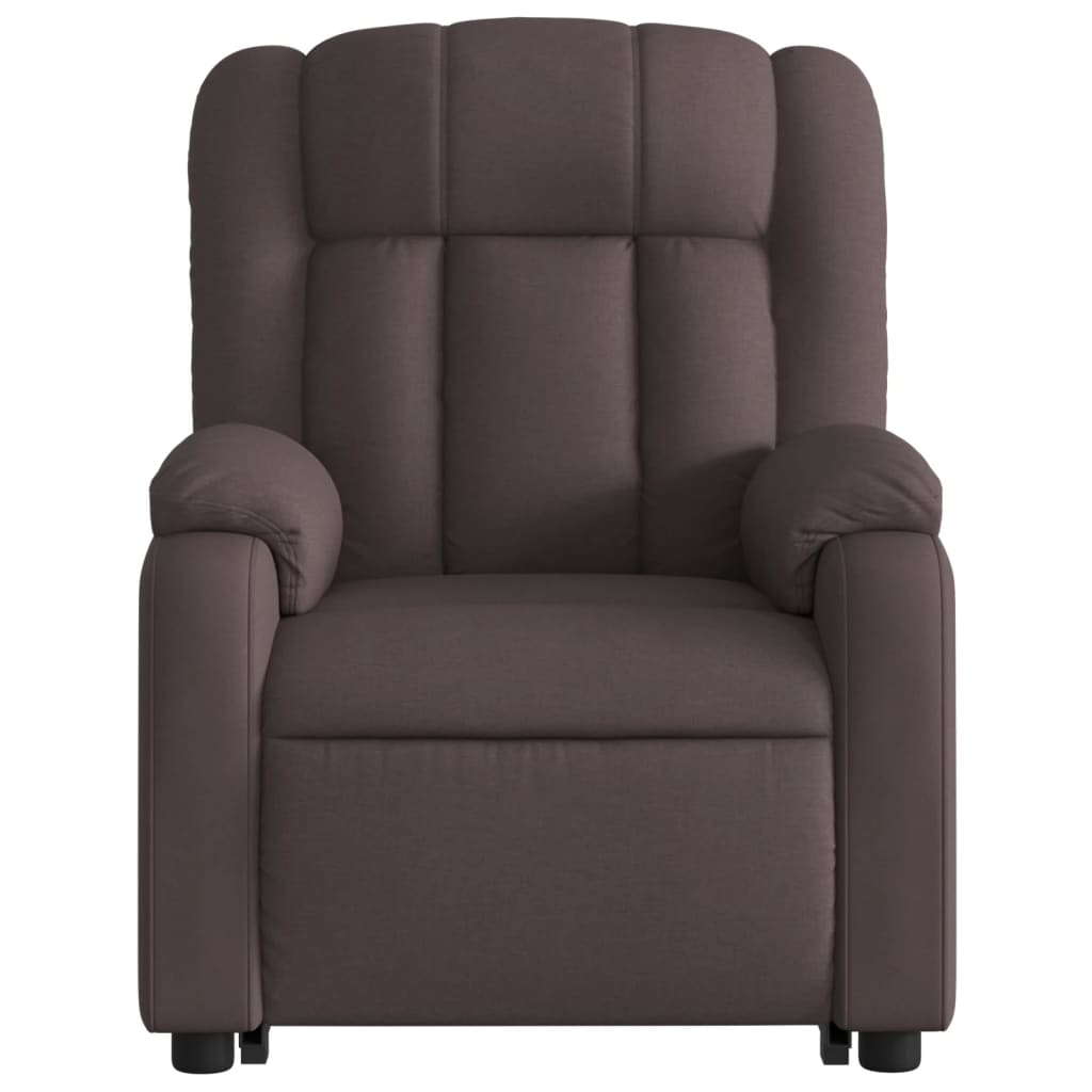 Fauteuil de massage avec aide à la verticalisation en tissu marron foncé