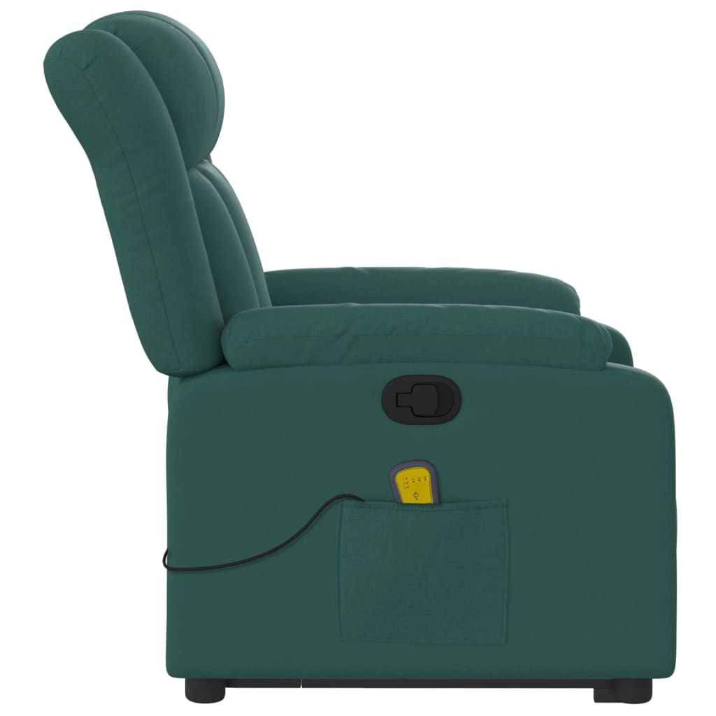 Fauteuil de massage avec aide à la verticalisation en tissu vert foncé