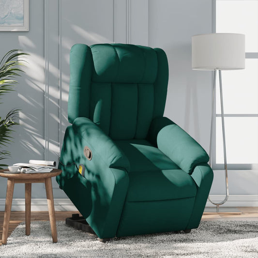 Massage chair with stand-up aid dark green fabric