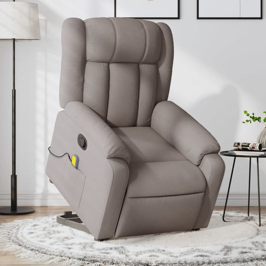 Fauteuil de massage avec aide au verticalisation en tissu taupe