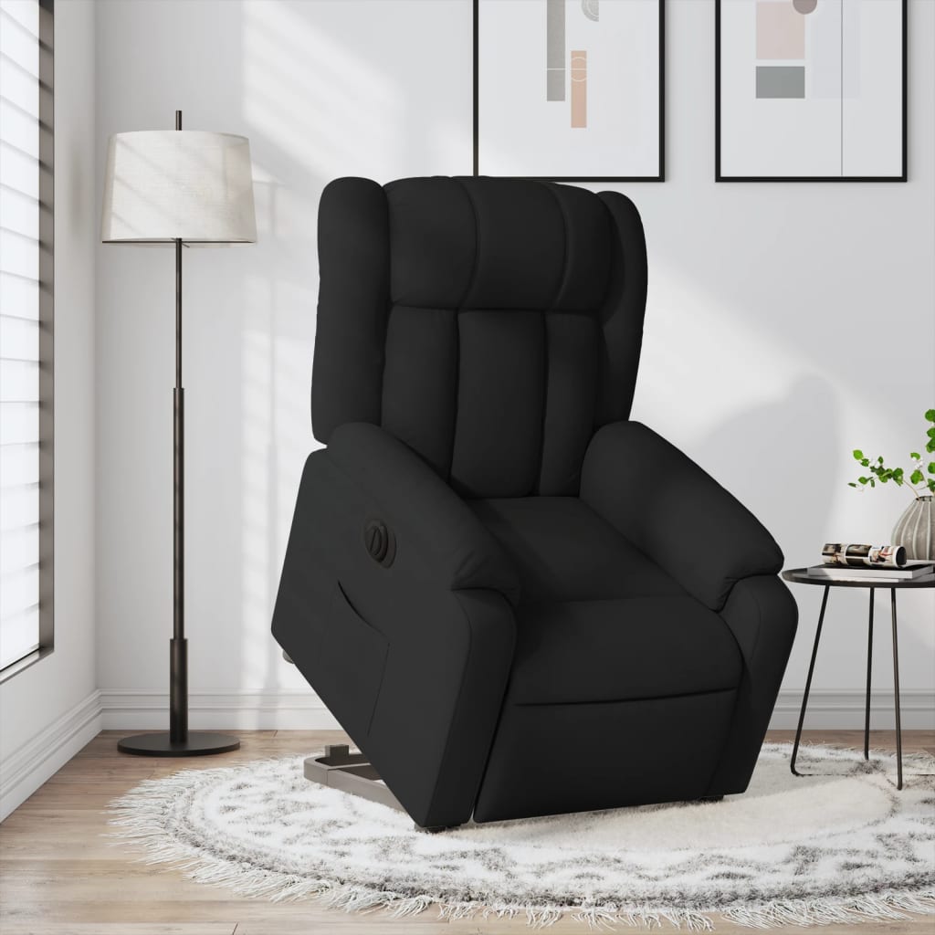 Relaxsessel mit Aufstehhilfe Elektrisch Schwarz Stoff