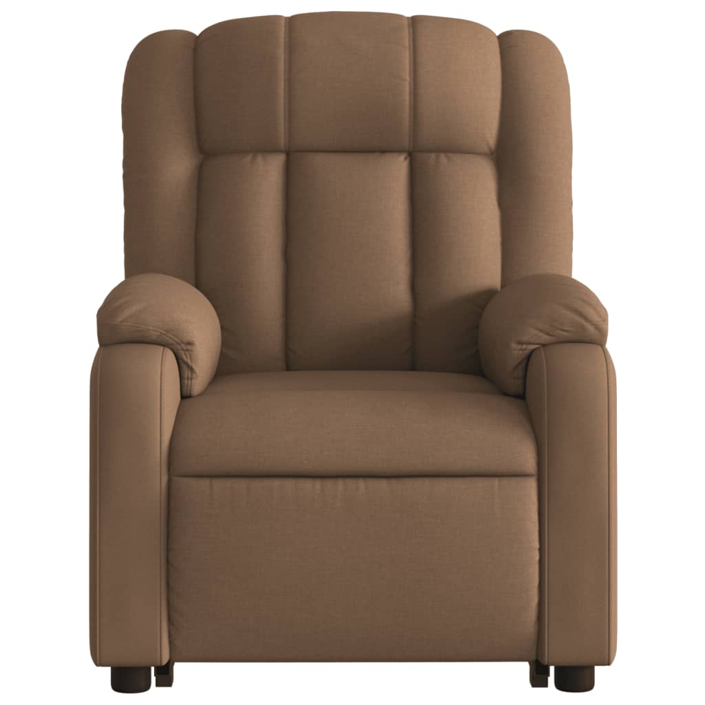 Recliner chair with electric riser, brown fabric