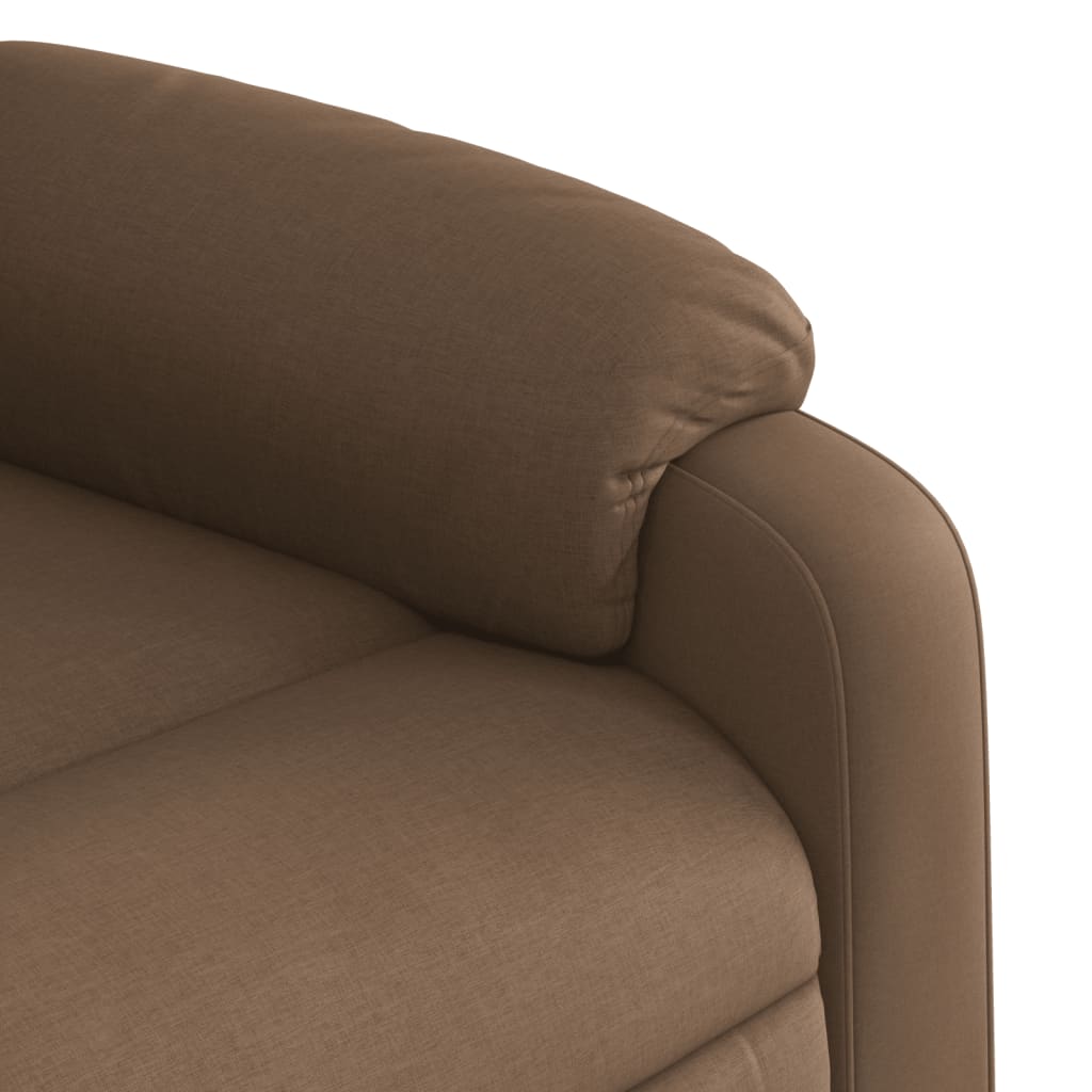Recliner chair with electric riser, brown fabric
