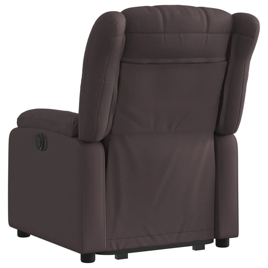 Relaxing chair with electric riser in dark brown fabric