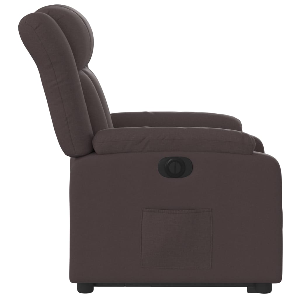 Relaxing chair with electric riser in dark brown fabric
