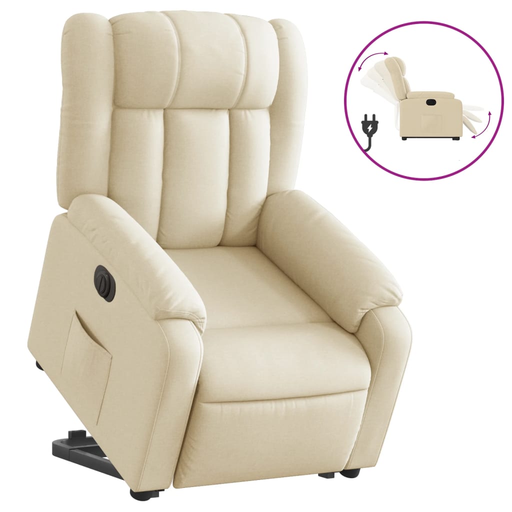 Fauteuil relax avec releveur électrique en tissu crème