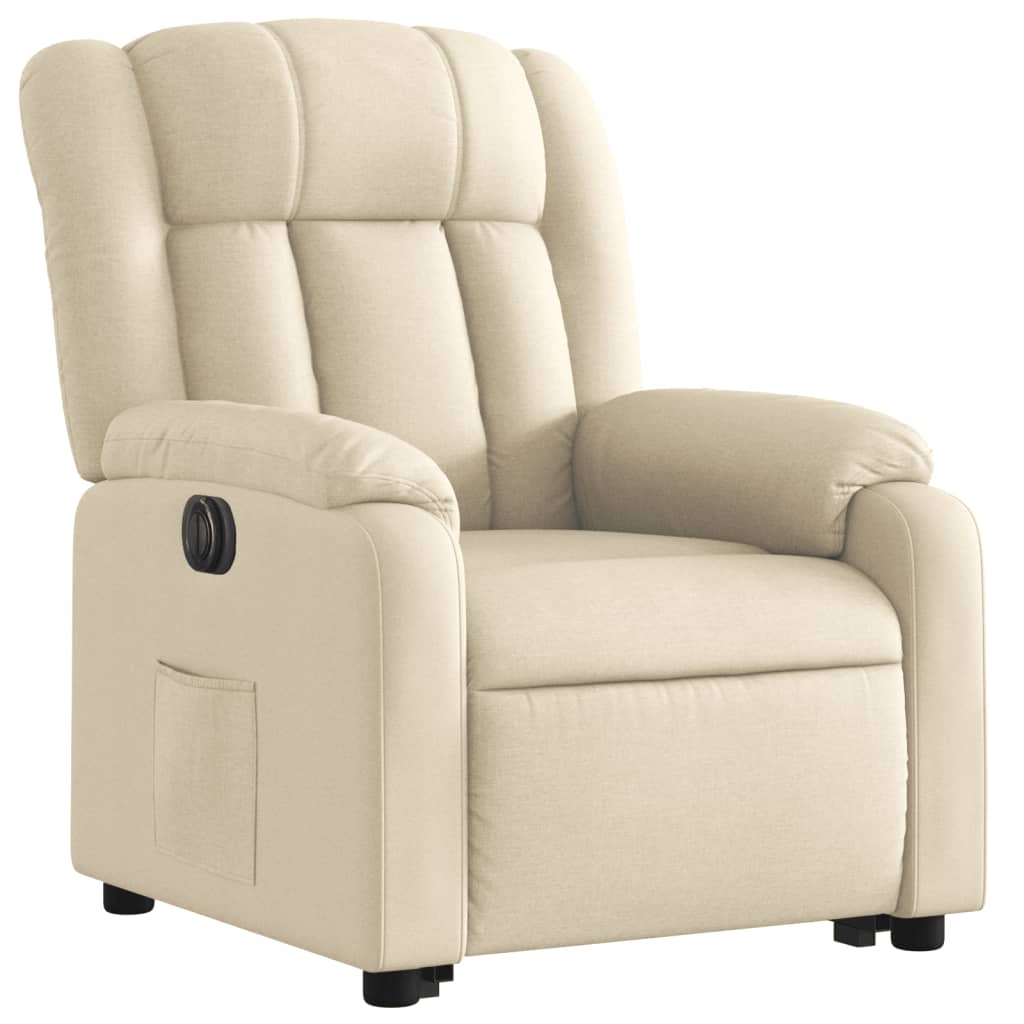 Fauteuil relax avec releveur électrique en tissu crème