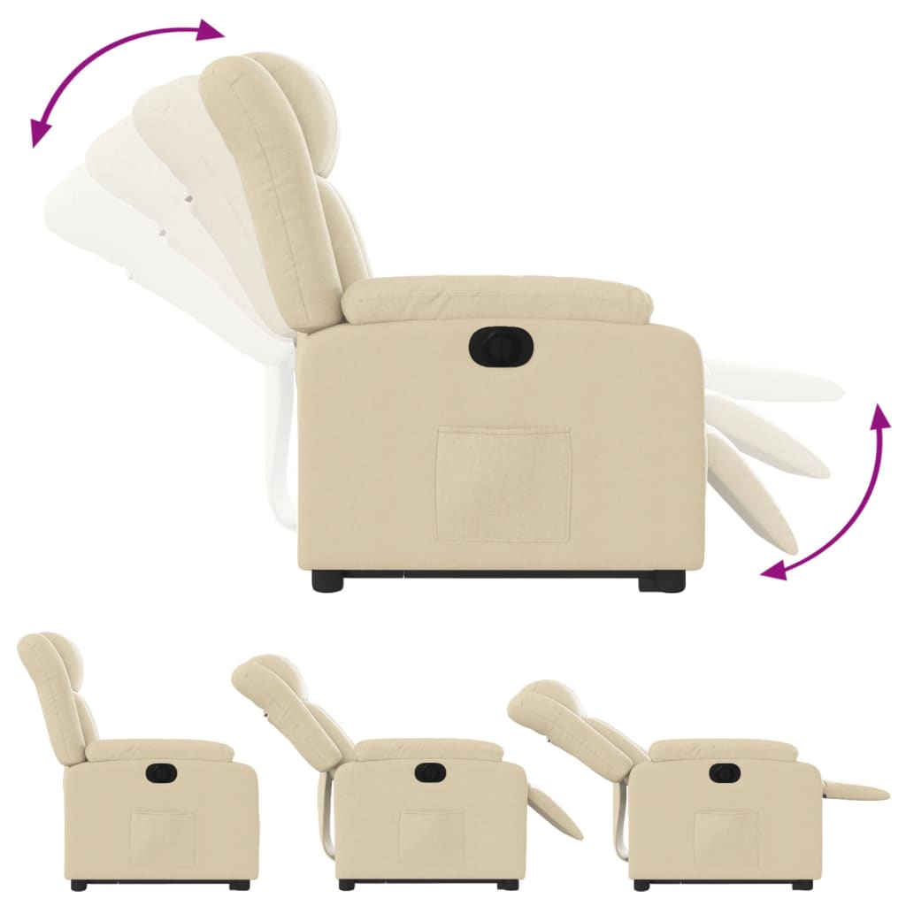 Fauteuil relax avec releveur électrique en tissu crème