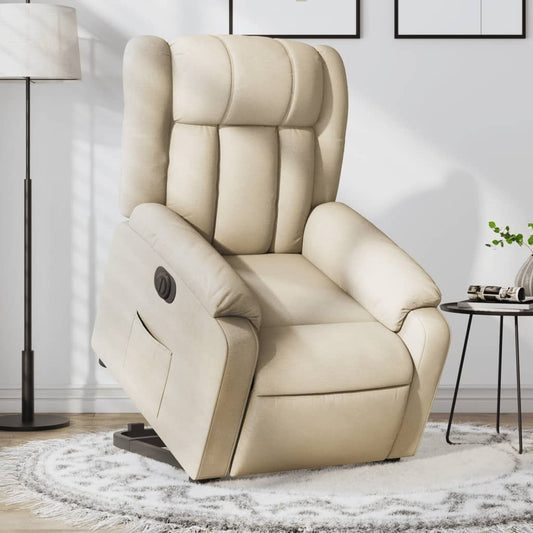 Fauteuil relax avec releveur électrique en tissu crème