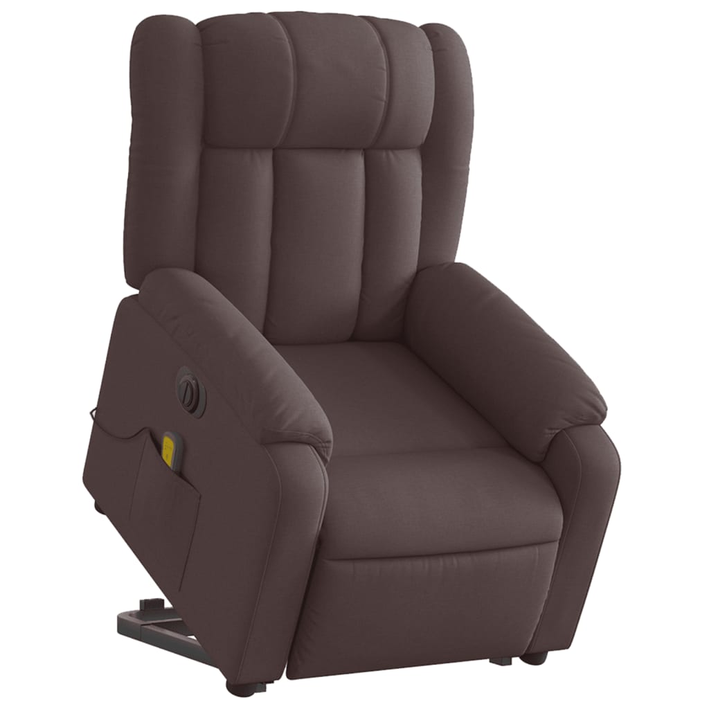 Electric massage chair with stand-up aid, dark brown fabric