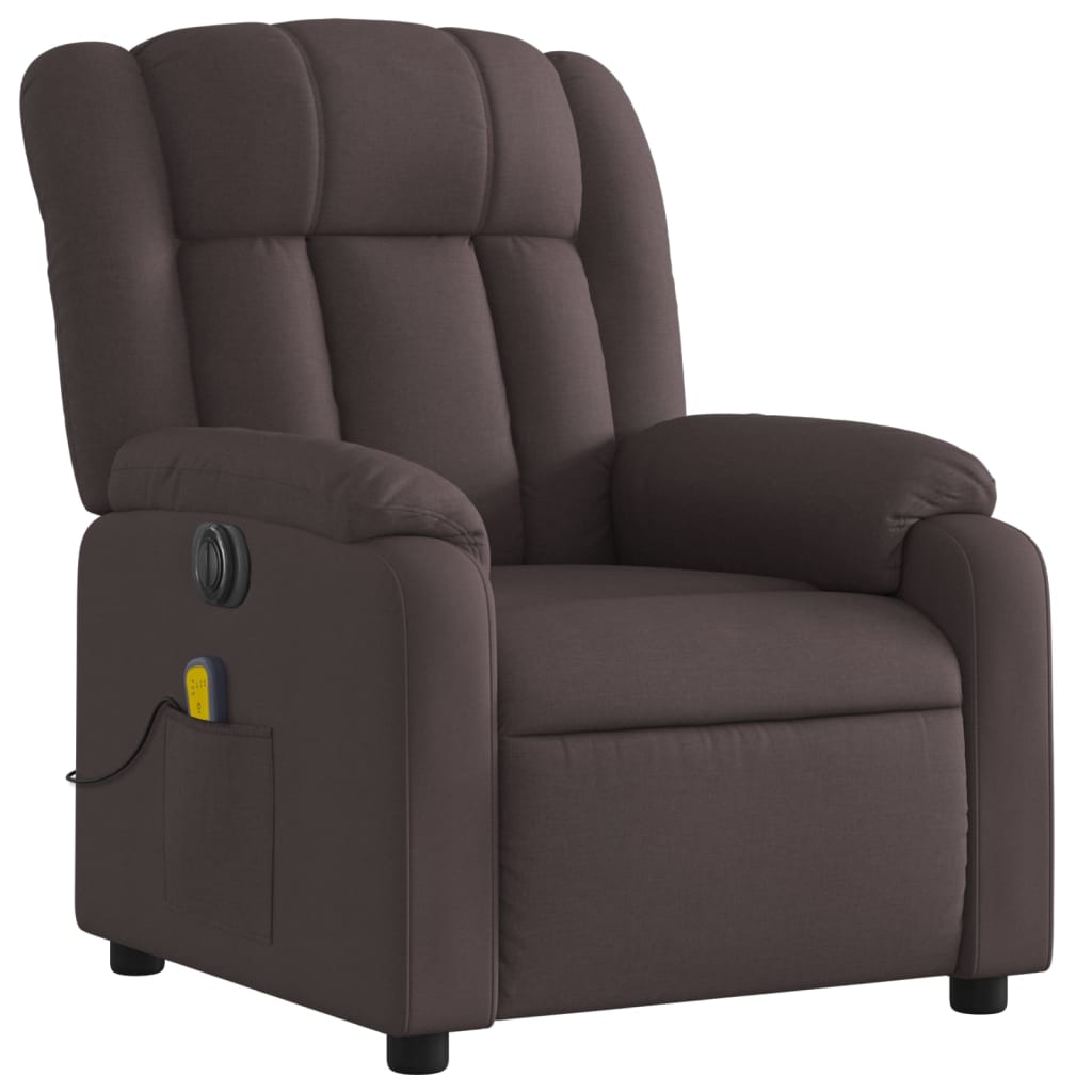 Electric massage chair with stand-up aid, dark brown fabric