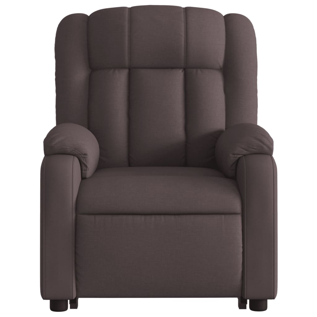 Electric massage chair with stand-up aid, dark brown fabric
