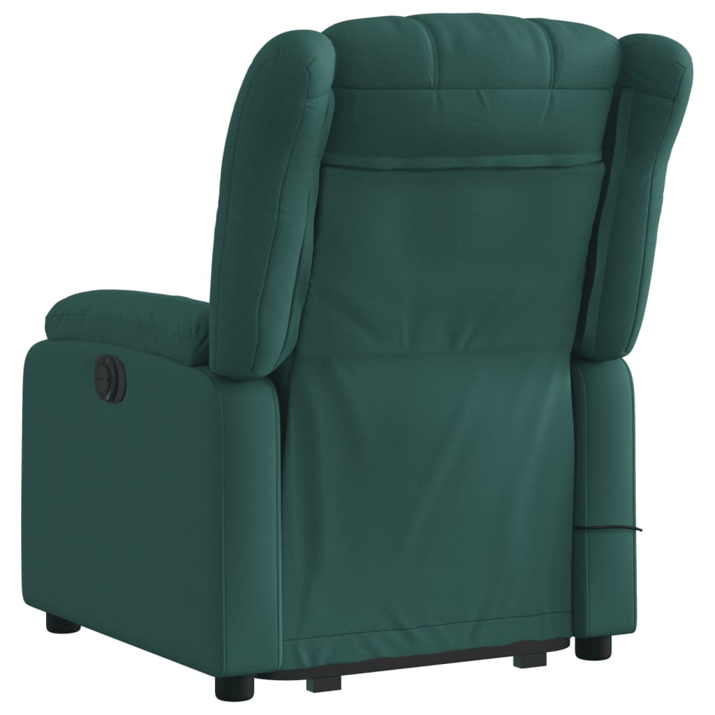 Electric massage chair with stand-up aid dark green fabric